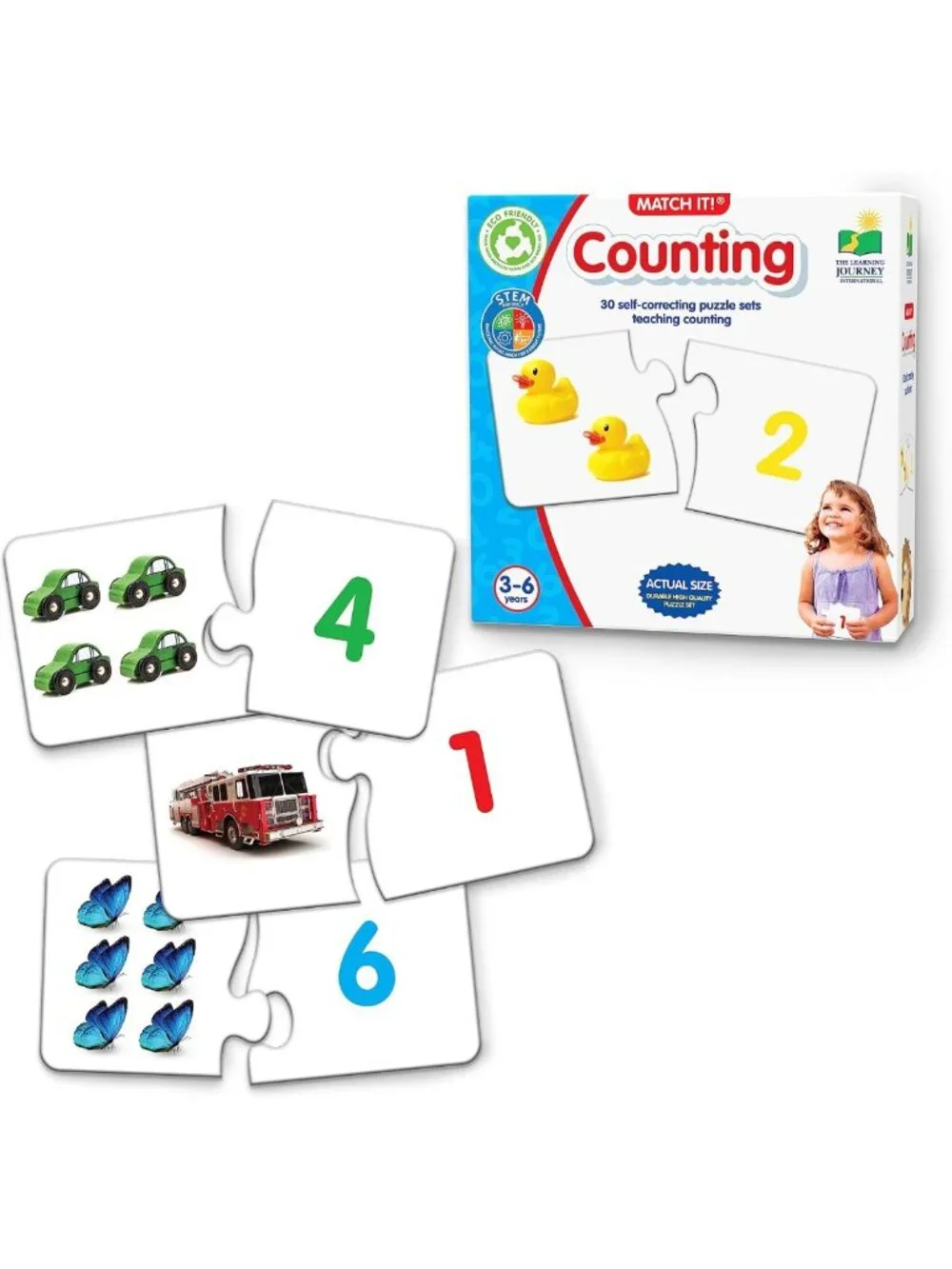 Counting Puzzle for Kids - 30 Piece Self-Correcting Number Game - Preschool